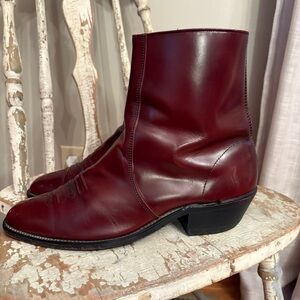 Hanover Vintage Black Cherry Oxblood Leather Side Zip Men's Ankle Boot Size 11
